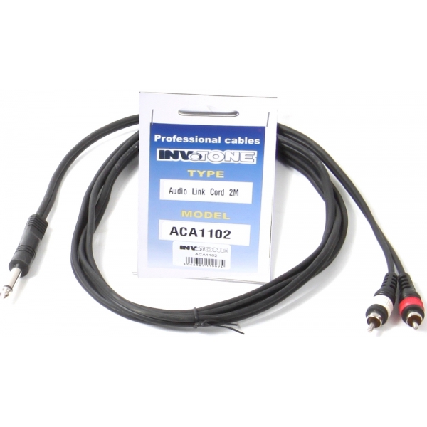 INVOTONE ACA1102 - аудио кабель, 6,3 джек моно <-> 2 x RCA(папа), длина 2 м