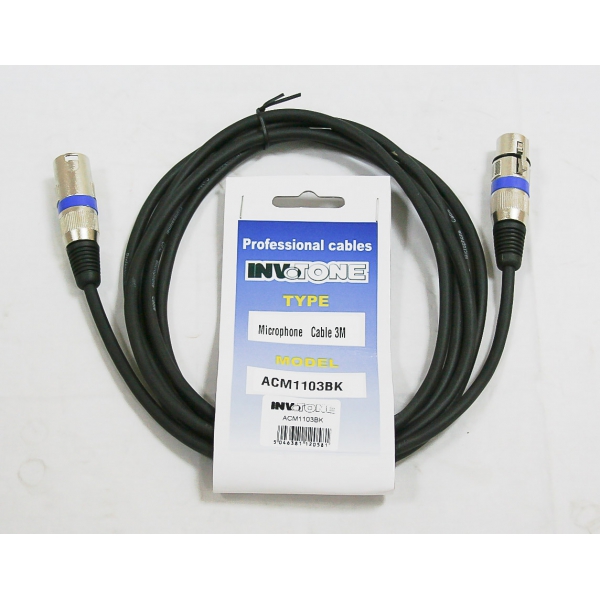 INVOTONE ACM1103BK - Микрофонный кабель, XLR F <-> XLR M длина 3 м (черный)