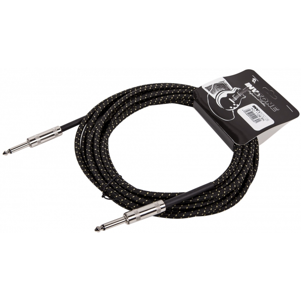 Invotone ACI1106/BK - инструм. кабель, 6,3 джек моно <-> 6,3 джек моно, тряп. изол, дл. 6 м (черный)